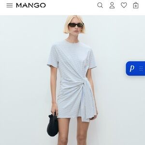 Mango Striped Mini Dress with Knot